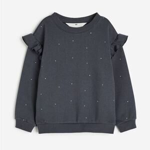 H&M Dark Gray/Dotted Ruffle-Trimmed Sleeve Sweatshirt size 6X